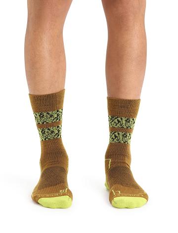 Chaussettes Icebreaker Merino Hike+ Light Crew Natural Summit Homme Kaki Vert | FR 1007VRWD